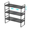 Redrubbit Expandable Cabinet Storage Shelf, Adjustable Height Steel Metal Kitchen Counter Organizers Shelves Spice Rack for Kitchen Pantry Bathroom Cupboard Desk Home Office, Black-3 Pack view 1