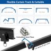 TOKPLNU Ceiling Curtain Track, Flexible Bendable Curtain Track 10Ft Black Curved Curtain Rail Ceiling Wall Mount Curtain Sliding Track System Set for RV, Bay Window, Room Divider view 4