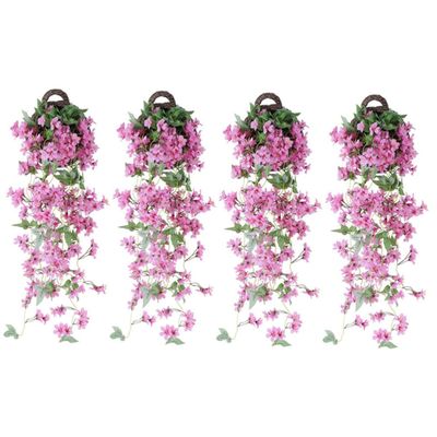 Abaodam 4pcs Hanging Fake Rattan Garland for Decor Decoration Wall Blossoms Artificial Wisteria Decorations Garden Background Arch Baskets Cherry Party Basket Wedding Vine Cm with Flowers