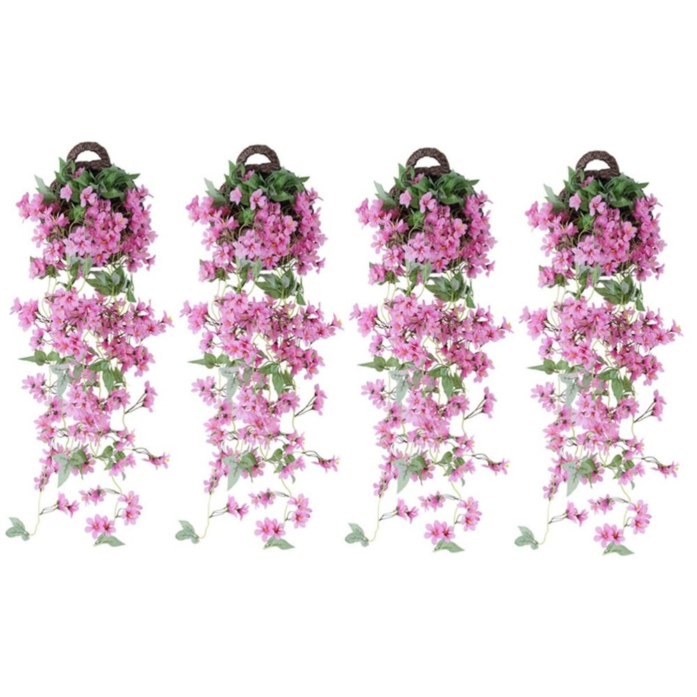 Abaodam 4pcs Hanging Fake Rattan Garland for Decor Decoration Wall Blossoms Artificial Wisteria Decorations Garden Background Arch Baskets Cherry Party Basket Wedding Vine Cm with Flowers