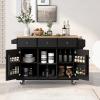 Rolling Kitchen Island Cart with 3 Drawers, Modern Kitchen Island on 5 Universal Wheels Kitchen Cart with Drop-Leaf Countertop Wood Utility Cart witth Internal Storage Racks Spice Rack and Towel Rack view 1