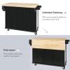 Rolling Kitchen Island Cart with 3 Drawers, Modern Kitchen Island on 5 Universal Wheels Kitchen Cart with Drop-Leaf Countertop Wood Utility Cart witth Internal Storage Racks Spice Rack and Towel Rack view 3