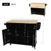 Rolling Kitchen Island Cart with 3 Drawers, Modern Kitchen Island on 5 Universal Wheels Kitchen Cart with Drop-Leaf Countertop Wood Utility Cart witth Internal Storage Racks Spice Rack and Towel Rack view 4