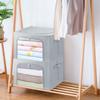 Clothes Storage Box Bins Stackable Foldable Organizer,Sturdy Handles with Metal Frame for Clothing Bedding Shelves,Closet Container with Clear Window Zipper and Label Holder (Gray, 66L x3 Pack) view 3