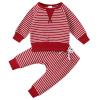 Toddler Baby Boys Girls Romper Striped Patchwork Long Sleeve Blouse and Pants Fashion Exercise Dress (Red, 2-3 Years) view 1