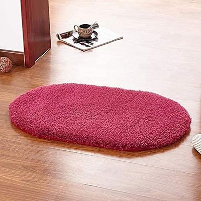 Bath MatThicken Memory Rugs Toilet Bathtub Room Living Room Door Bathroom Absorbent Foot Floor Mats Water-absorbent anti-slip mat for bathroom and bathroom ( Color : Wine Red , Size : 400MMx600MM )