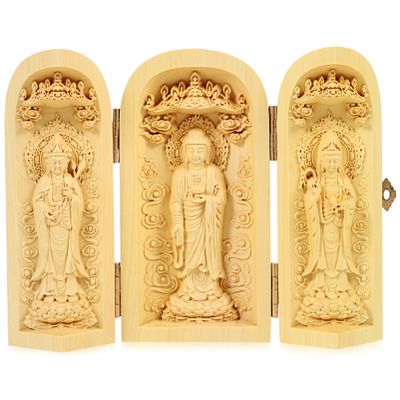 ARTIBETTER Small Buddha Statue 2 Inch Wood Sculpture Figurine Meditation Decor Compact Desktop Ornament for Home Spiritual Accent