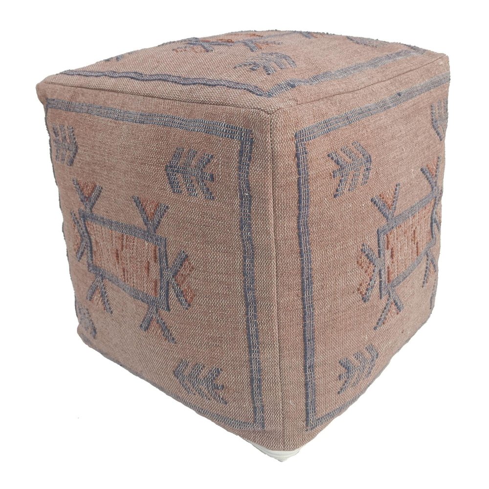 Trade Star Handwoven Sabra Pouffe Cover Thick Cotton Seating Pouf Kilim Designer Pouf Premium Cotton Handcrafted Ottoman Floor Pillow Cover Stylish Footrest for Living Room Decor Highly Durable