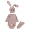 Baby Bodysuit Boys Girls Fall Ribbed Bunny Outfits Romper with Long Socks Customized Trench Sports (A, 3-6 Months) view 2
