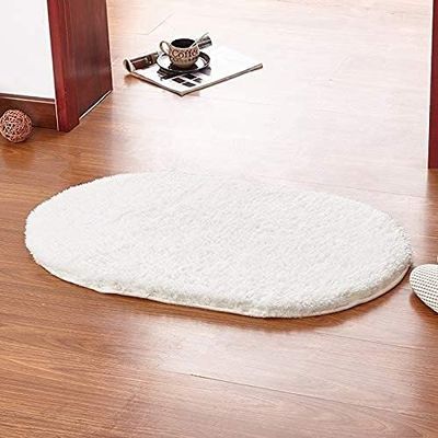 Bath MatThicken Memory Rugs Toilet Bathtub Room Living Room Door Bathroom Absorbent Foot Floor Mats Water-absorbent anti-slip mat for bathroom and bathroom ( Color : Ivory White , Size : 400MMx600MM )