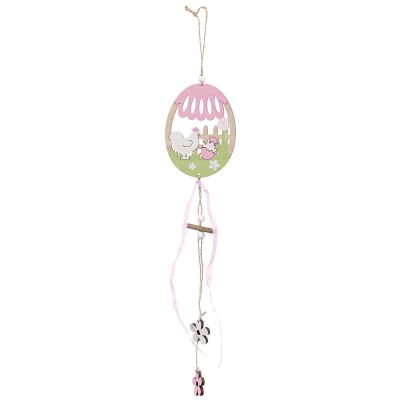 Chandelier Chain Wood Easter Egg Chicken Wooden Pendant Home Easter Wooden Hollow Pendant Vintage Thanksgiving Decorations for Home (Pink, One Size)