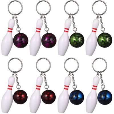 8Pcs Bowling Pins Keychain: Mini Bowling Ball Keychain Pendants Key Chain Sport s Holder for Bag Charms Party Favors Athletes
