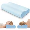 Anvo Memory Foam Pillow, Neck Contour Cervical Orthopedic Bed Pillow for Sleeping Side Back Stomach Sleeper, Ergonomic Design for Neck and Shoulder Pain Relief, Cyan, Firm view 1