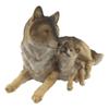 1 Pcs Alpha Gray Wolf Family Figurine 9.75" L Timber Wolf Mother Resting With Pup view 3