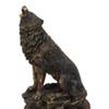 1 Pcs Howling Wolf Statue 10.5" Tall Alpha Wolf Pack Figurine In Faux Bronze view 4
