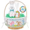 Let's Make Memories Personalized Easter Basket for Kids - For Boys - For Girls - Embroidered Name - Create Your Own - Fillable - Wicker - Easter Basket Stuffers - Medium - Blue Lots Of Bunnies