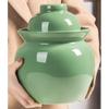 QPZK Traditional Chinese Porcelain Pickle Jar, Ceramic Fermentation Crock Pickling Pot,Fermenting Jar with Water Seal Airlock Lid Stoneware Fermenter for Sauerkraut Green-3.5KG view 2