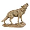 1 Pcs Full Moon Howling Alpha Gray Wolf Timberwolf Statue In Gold Patina Finish 9" H view 1