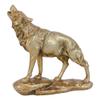 1 Pcs Full Moon Howling Alpha Gray Wolf Timberwolf Statue In Gold Patina Finish 9" H view 2