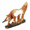 1 Pcs Howling Gray Alpha Wolf Figurine in Faux Wood Finish Home Decor Sculpture view 2