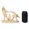 1 Pcs Howling Gray Alpha Wolf Figurine in Faux Wood Finish Home Decor Sculpture view 4