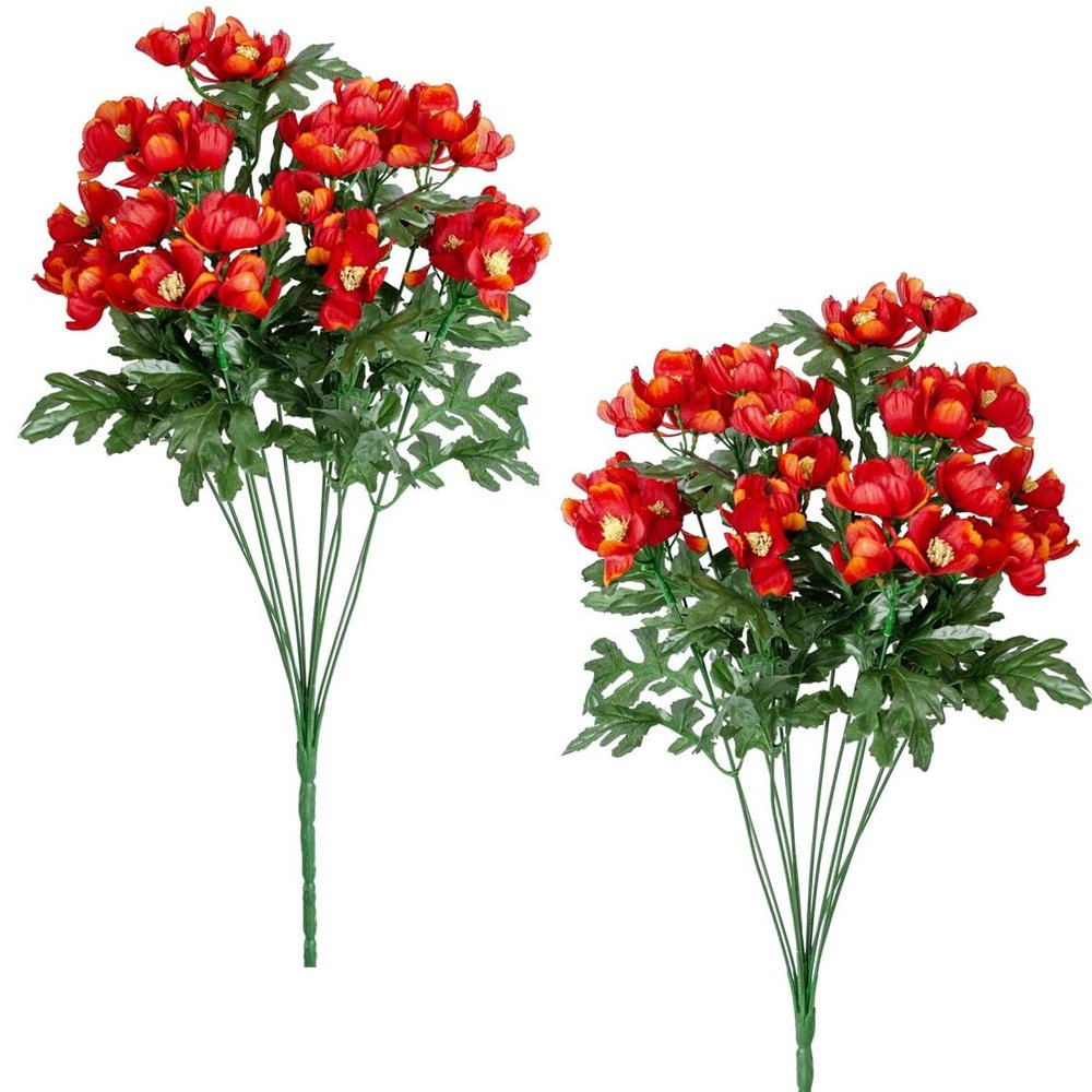 Factory Direct Craft Group of 2 Red Orange Artificial Cosmos Bouquets for Summer Arrangements and Fall Home Decor - 19" H