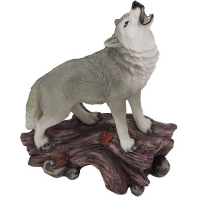 1 Pcs Large Cries Of The Night Howling Alpha Gray Wolf Statue 12" H Spirit Wolves Decor