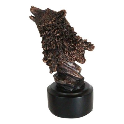 1 Pcs Rustic Woodlands Howling Alpha Wolf Head Bust Bronzed Resin Figurine With Base