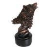 1 Pcs Rustic Woodlands Howling Alpha Wolf Head Bust Bronzed Resin Figurine With Base view 3