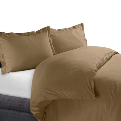 WegaLinen Solid 1 Piece Queen Duvet Covers Cotton Taupe Duvet Cover Set Queen 90x90 Size 100% Cotton Soft and Cool