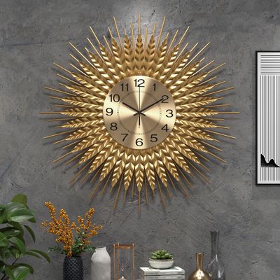 DAYDAYART 28 Inch Gold Large Wall Clock Decorative Metal Mid Century Wall Clocks, Modern Big Silent Non-Ticking Clock, Modern Handmade Home Art Decor for Living Room, Bedroom, Dining Room