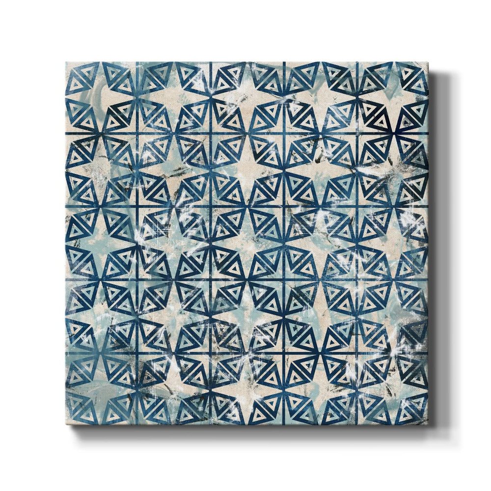 Renditions Gallery Wall Hanging Canvas Wooden Prints for Room Decorations Blue Merola Crystal Tile Dye Modern Design Artwork Perfect for Kitchen Home Restaurant Paintings - 10"X10" LT504