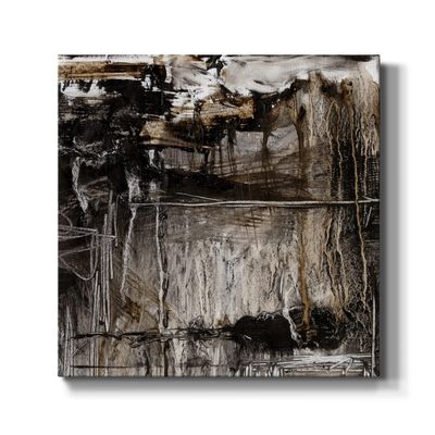 Renditions Gallery Abstract Wall Artwork for Home Decor Rustic Neutral Continuum Colors Canvas Wall Hanging Paintings & Prints for Bedroom Office Kitchen Home Decorations - 10"X10" LT501