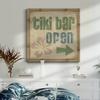 Renditions Gallery Rustic Wooden Canvas Paintings for Room Decorations Tiki Bar Open Beach Sign Green & Blue Wall Art Prints for Living Room Home Restaurant Kitchen Decor - 10"X10" LT501 view 3