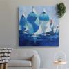 Renditions Gallery Abstract Wooden Artwork Paintings & Prints Sail Boats Running on Sea Under Cloudy Sky Canvas Wall Hanging Picture for Bedroom Restaurant Kitchen Decor - 10"X10" LT501 view 4