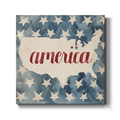Renditions Gallery Canvas Art for Home Decorations Rustic American Flag Fourth of July Collection Red & Blue Wall Hanging Artwork for Dining Living Room Office Hotel Prints - 10"X10" LT501