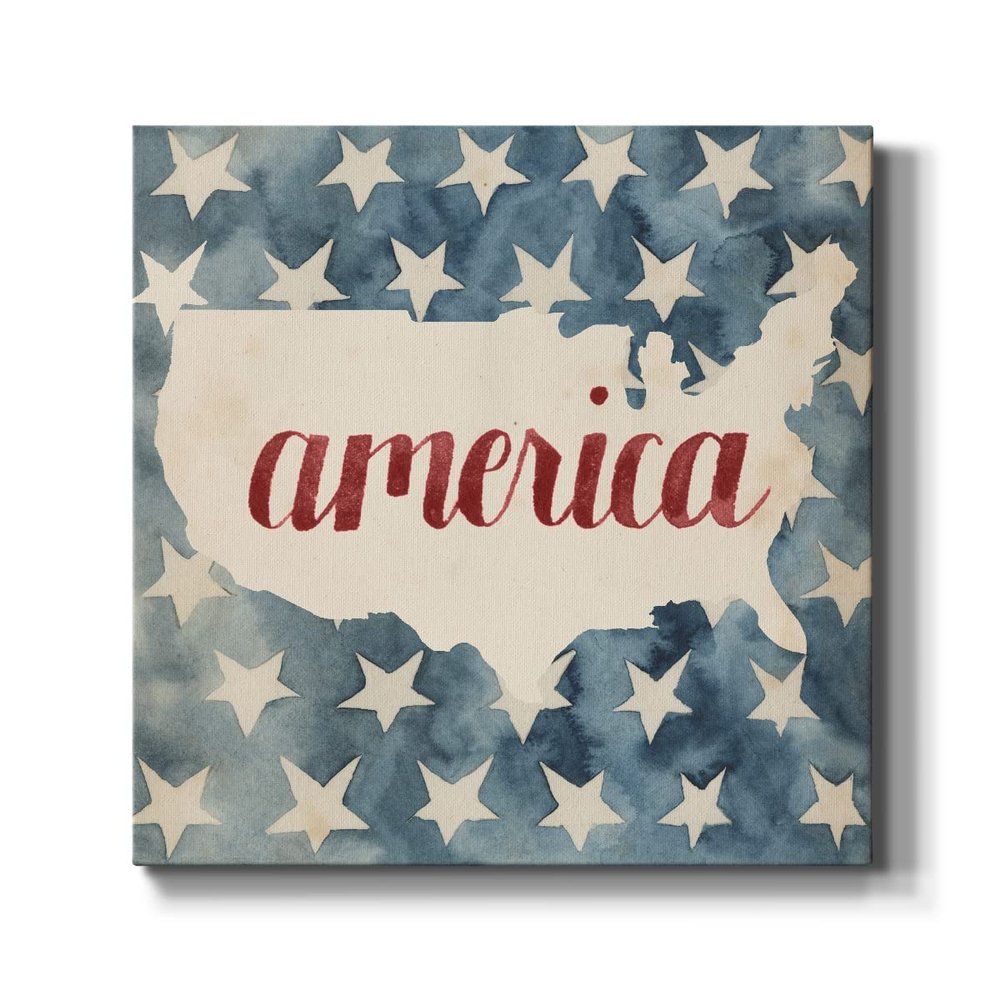 Renditions Gallery Canvas Art for Home Decorations Rustic American Flag Fourth of July Collection Red & Blue Wall Hanging Artwork for Dining Living Room Office Hotel Prints - 10"X10" LT501