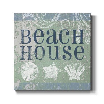 Renditions Gallery Abstract Wall Art Modern Paintings for Home Decor Rustic Green & White Beach House Sign Canvas Wall Hanging Picture for Dining Living Room Office Artwork - 10"X10" LT501