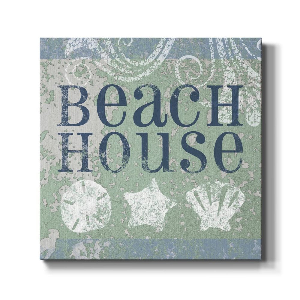 Renditions Gallery Abstract Wall Art Modern Paintings for Home Decor Rustic Green & White Beach House Sign Canvas Wall Hanging Picture for Dining Living Room Office Artwork - 10"X10" LT501