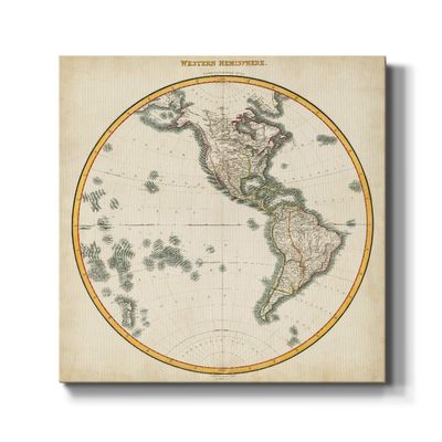 Renditions Gallery Beautiful Canvas Paintings & Prints for Home Decor Western Hemisphere Map Abstract Wall Hanging Picture Perfect for Office Kitchen Restaurant Decorations - 10"X10" LT501