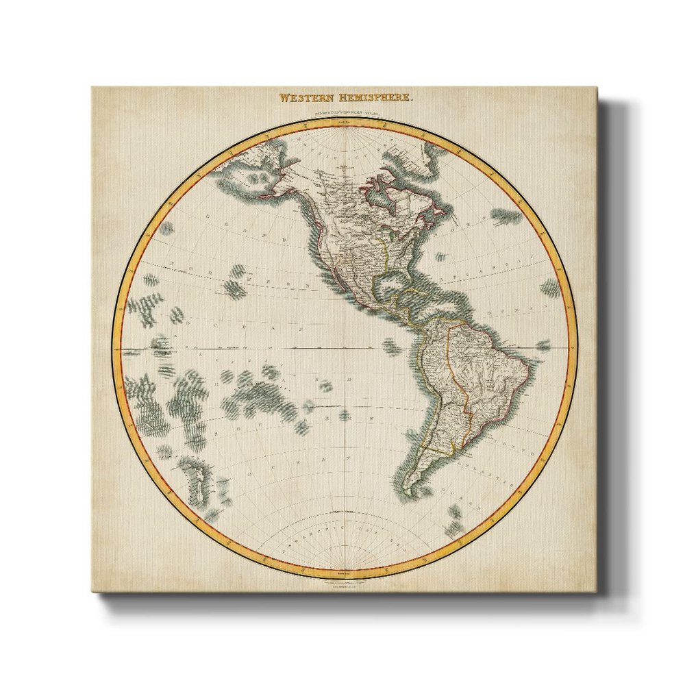 Renditions Gallery Beautiful Canvas Paintings & Prints for Home Decor Western Hemisphere Map Abstract Wall Hanging Picture Perfect for Office Kitchen Restaurant Decorations - 10"X10" LT501