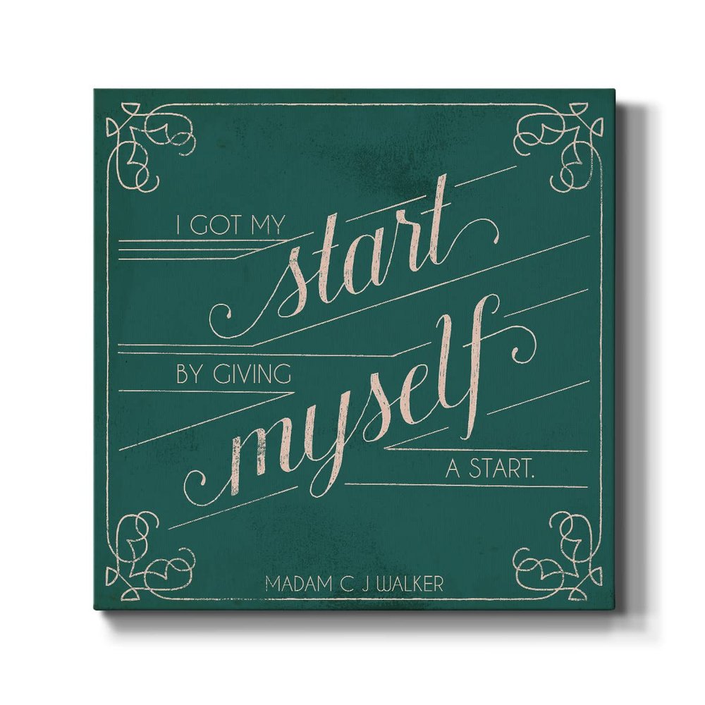 Renditions Gallery Inspirational Wall Art Paintings for Room Decorations Madam Walker Motivational Quote Canvas Wall Hanging Wooden Pictures for Office Kitchen Home Artwork - 10"X10" LT504