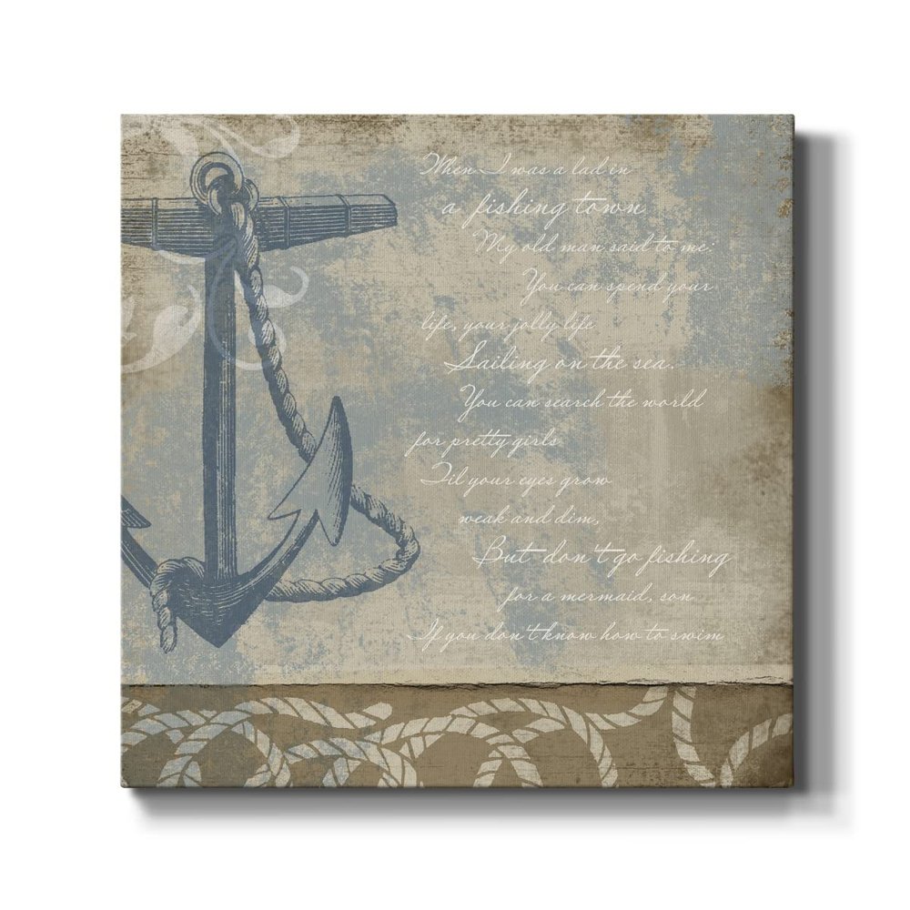 Renditions Gallery Rustic Wooden Wall Art Paintings & Prints for Home Decor Metal Anchor Coastal Inspiration Wall Hanging Modern Artwork Perfect for Office Wall Decorations - 10"X10" LT501