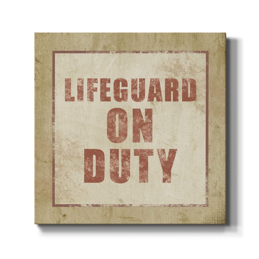 Renditions Gallery Canvas Wall Art Wooden Picture for Room Decor Lifeguard on Duty Beach Sign Board Wall Hanging Paintings & Prints Perfect for Office Kitchen Home Decorations - 10"X10" LT501