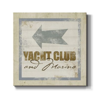 Renditions Gallery Nautical Coastal Wall Art Artwork for Home Decor Rustic Yacht Club & Marina Beach Sign Canvas Wall Hanging Paintings for Bedroom Kitchen Hotel Decorations - 10"X10" LT501