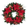 Kurt Adler 30-Inch Unlit Red & Gold Poinsettia Wreath view 1