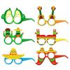 12 Pieces Mexican Fiesta Eyeglasses Mexican Fiesta Party Supplies Glasses, Cinco De Mayo Paper Eyewear Avocados Cacti Peppers Pinata Photo Props for Fiesta Party Birthday Costume Idea Decoration view 1