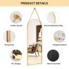 16''x48'' Full Length Mirror, Modern Arched Door Mirror Full Length with Hanging Leather Cord, Wall Mounted Decor with Hanging Leather Strap for Bathroom Vanity Living Room Bedroom Entrance, Gold view 4