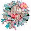 Fancy Handmade Fabric Easter Egg Wreath for Front Door, Easter Door Decorations view 1