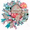 Fancy Handmade Fabric Easter Egg Wreath for Front Door, Easter Door Decorations view 3